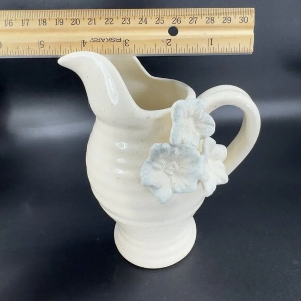 Grasslands Road Ceramic Small Pitcher Creamer With 3D‎ Flowers Carafe Jug